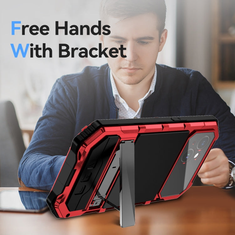 For iPhone 15 Plus R-JUST Life Waterproof Dustproof Shockproof Holder Phone Case(Red) - iPhone 15 Cases by R-JUST | Online Shopping UK | buy2fix