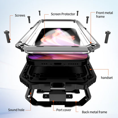 For iPhone 15 Plus R-JUST Life Waterproof Dustproof Shockproof Holder Phone Case(Silver) - iPhone 15 Cases by R-JUST | Online Shopping UK | buy2fix