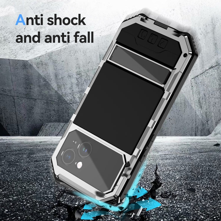 For iPhone 15 Plus R-JUST Life Waterproof Dustproof Shockproof Holder Phone Case(Silver) - iPhone 15 Cases by R-JUST | Online Shopping UK | buy2fix