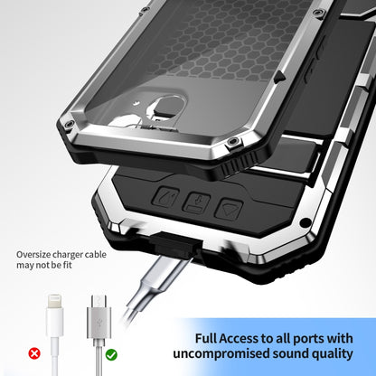 For iPhone 15 Plus R-JUST Life Waterproof Dustproof Shockproof Holder Phone Case(Silver) - iPhone 15 Cases by R-JUST | Online Shopping UK | buy2fix