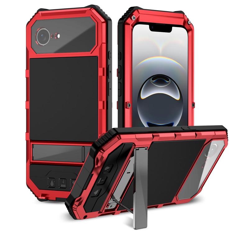 For iPhone 16e R-JUST Life Waterproof Dustproof Shockproof Holder Phone Case(Red) - iPhone 16e Cases by R-JUST | Online Shopping UK | buy2fix