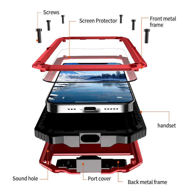For iPhone 16e R-JUST Life Waterproof Dustproof Shockproof Holder Phone Case(Red) - iPhone 16e Cases by R-JUST | Online Shopping UK | buy2fix