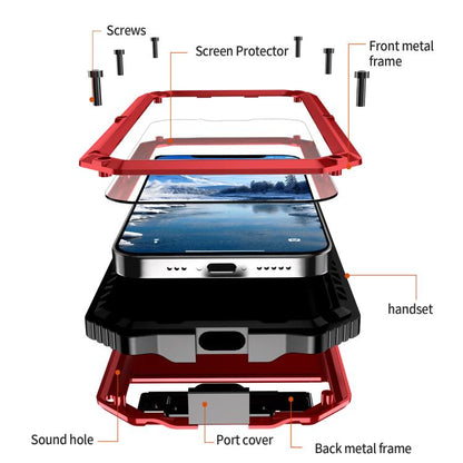 For iPhone 16e R-JUST Life Waterproof Dustproof Shockproof Holder Phone Case(Red) - iPhone 16e Cases by R-JUST | Online Shopping UK | buy2fix