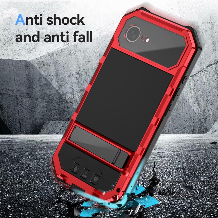 For iPhone 16e R-JUST Life Waterproof Dustproof Shockproof Holder Phone Case(Red) - iPhone 16e Cases by R-JUST | Online Shopping UK | buy2fix
