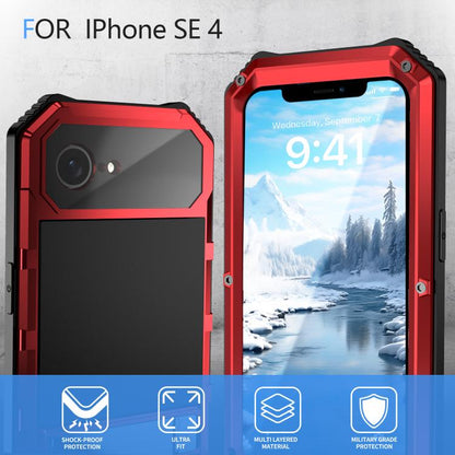 For iPhone 16e R-JUST Life Waterproof Dustproof Shockproof Holder Phone Case(Red) - iPhone 16e Cases by R-JUST | Online Shopping UK | buy2fix