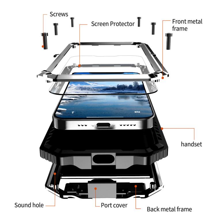 For iPhone 16e R-JUST Life Waterproof Dustproof Shockproof Holder Phone Case(Silver) - iPhone 16e Cases by R-JUST | Online Shopping UK | buy2fix