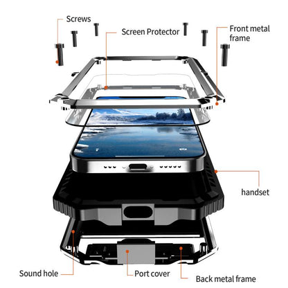 For iPhone 16e R-JUST Life Waterproof Dustproof Shockproof Holder Phone Case(Silver) - iPhone 16e Cases by R-JUST | Online Shopping UK | buy2fix