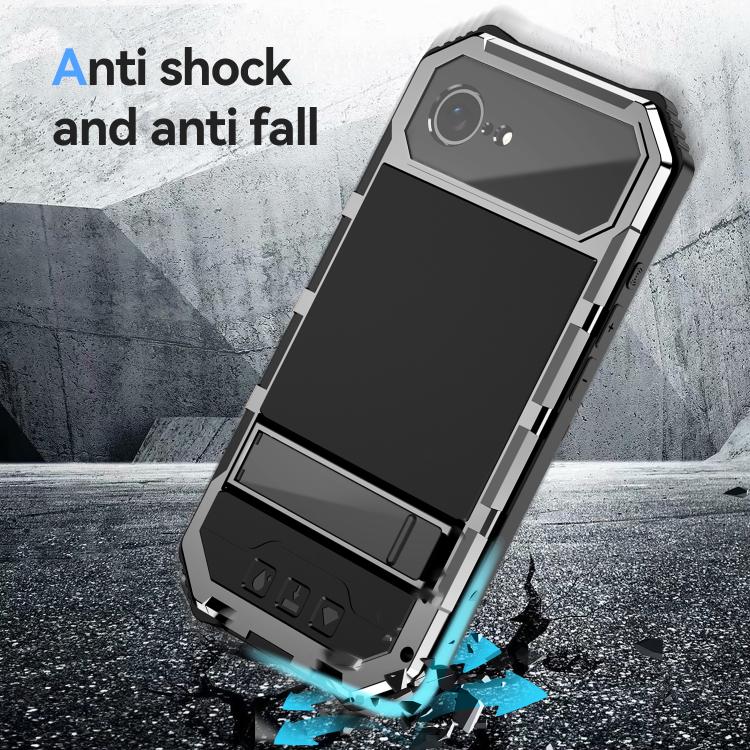 For iPhone 16e R-JUST Life Waterproof Dustproof Shockproof Holder Phone Case(Silver) - iPhone 16e Cases by R-JUST | Online Shopping UK | buy2fix
