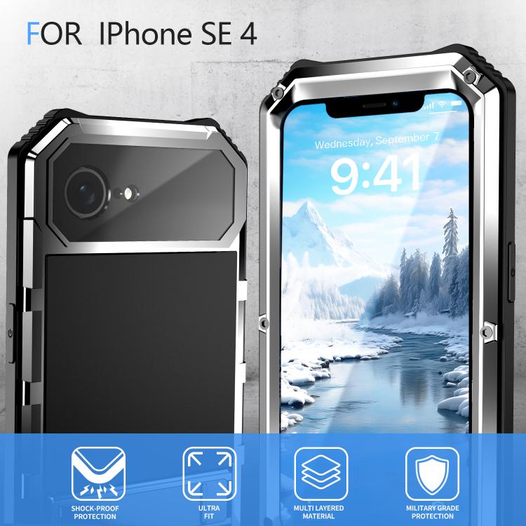 For iPhone 16e R-JUST Life Waterproof Dustproof Shockproof Holder Phone Case(Silver) - iPhone 16e Cases by R-JUST | Online Shopping UK | buy2fix
