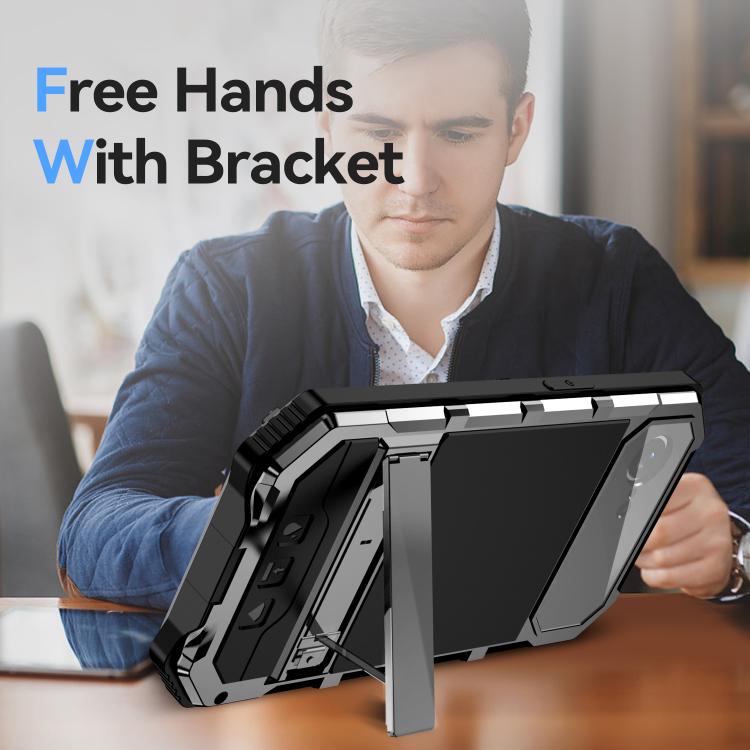 For iPhone 16e R-JUST Life Waterproof Dustproof Shockproof Holder Phone Case(Silver) - iPhone 16e Cases by R-JUST | Online Shopping UK | buy2fix