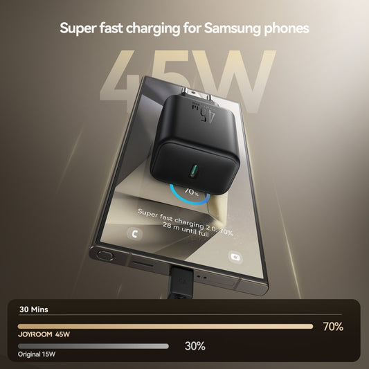 JOYROOM JR-TCG13 45W GaN USB-C / Type-C Port Super Fast Charger, Plug:EU Plug(Black) by JOYROOM