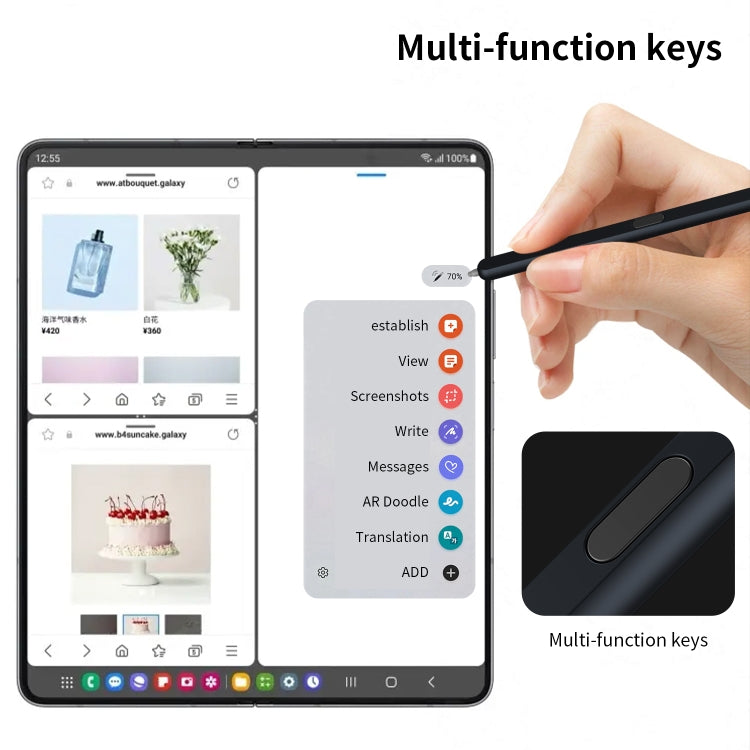 For Samsung Galaxy Z Fold6 / 5 / 4 / 3 Electromagnetic Stylus Pen with Pen Slot(Black) - Stylus Pen by buy2fix | Online Shopping UK | buy2fix