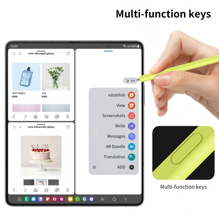 For Samsung Galaxy Z Fold6 / 5 / 4 / 3 Electromagnetic Stylus Pen with Pen Slot(Yellow Green) - Stylus Pen by buy2fix | Online Shopping UK | buy2fix