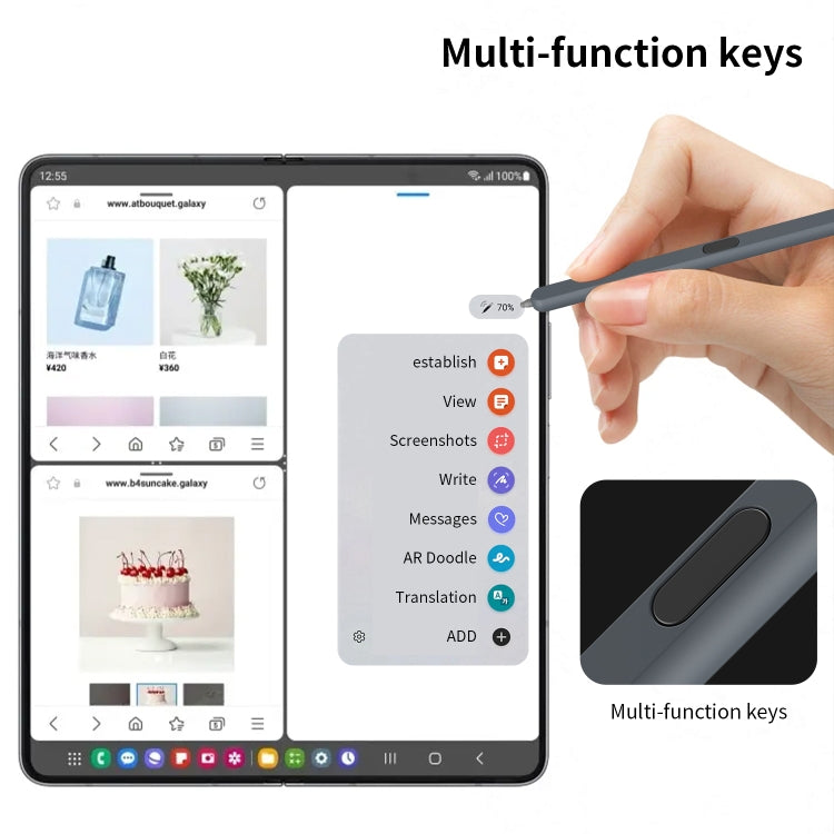 For Samsung Galaxy Z Fold6 / 5 / 4 / 3 Electromagnetic Stylus Pen with Pen Slot(Grey) - Stylus Pen by buy2fix | Online Shopping UK | buy2fix