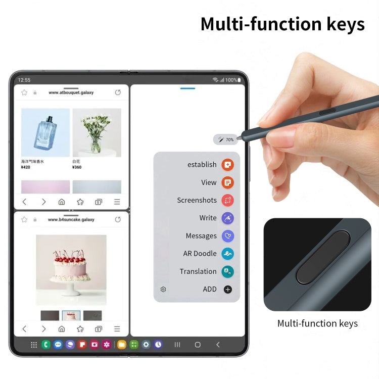 For Samsung Galaxy Z Fold6 / 5 / 4 / 3 Electromagnetic Stylus Pen with Pen Slot(Dark Grey) - Stylus Pen by buy2fix | Online Shopping UK | buy2fix