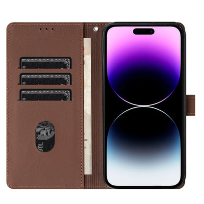 For iPhone 16 Cartoon Elephant Embossed Leather Phone Case(Brown) by buy2fix