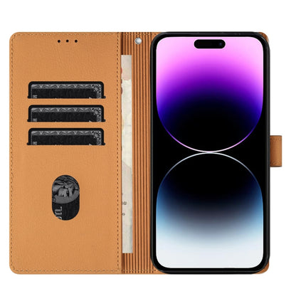 For iPhone 16 Cartoon Elephant Embossed Leather Phone Case(Yellow) by buy2fix