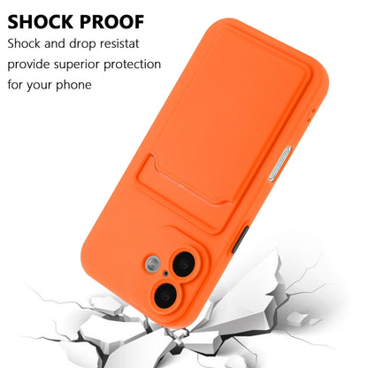 For iPhone 16 Skin Feel Card Contrast Color Button TPU Phone Case(Orange) by buy2fix