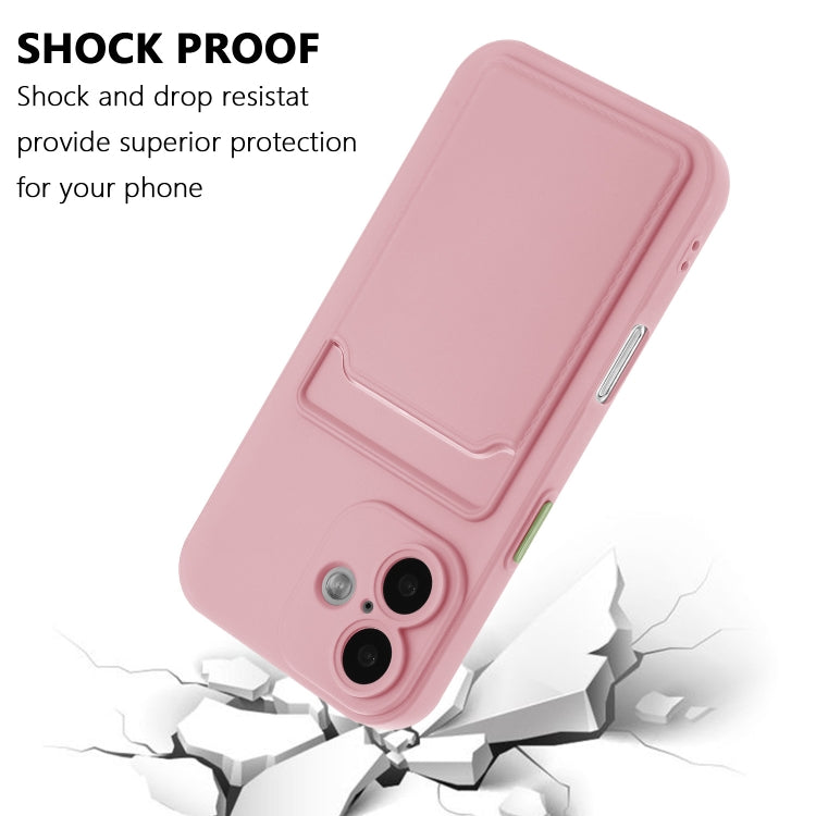 For iPhone 16 Skin Feel Card Contrast Color Button TPU Phone Case(Pink) by buy2fix