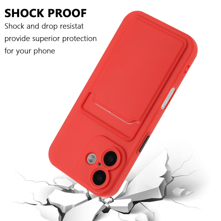 For iPhone 16 Skin Feel Card Contrast Color Button TPU Phone Case(Red) by buy2fix