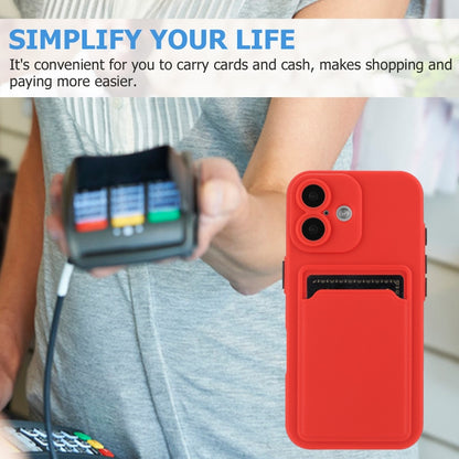 For iPhone 16 Skin Feel Card Contrast Color Button TPU Phone Case(Red) by buy2fix