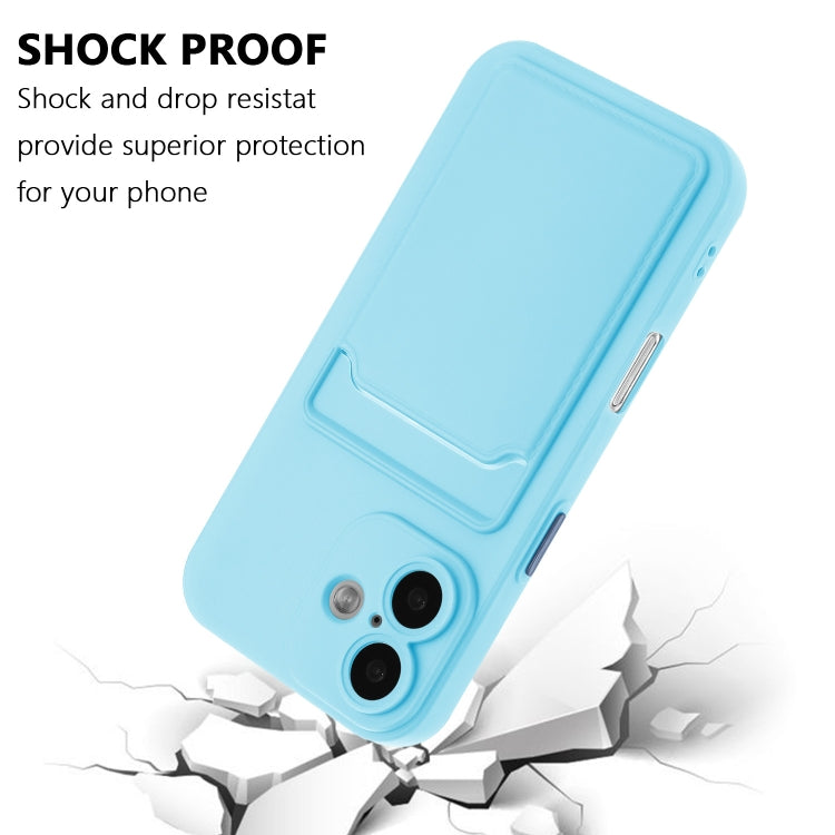 For iPhone 16 Skin Feel Card Contrast Color Button TPU Phone Case(Sky Blue) by buy2fix