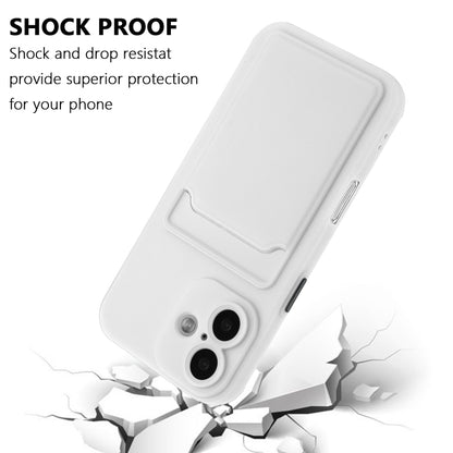 For iPhone 16 Skin Feel Card Contrast Color Button TPU Phone Case(White) by buy2fix