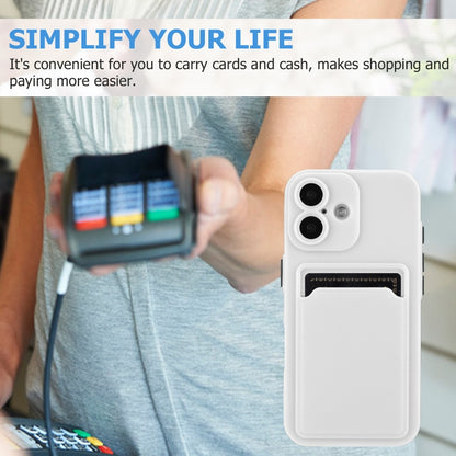 For iPhone 16 Skin Feel Card Contrast Color Button TPU Phone Case(White) by buy2fix