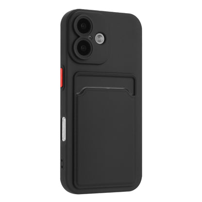 For iPhone 16 Skin Feel Card Contrast Color Button TPU Phone Case(Black) by buy2fix