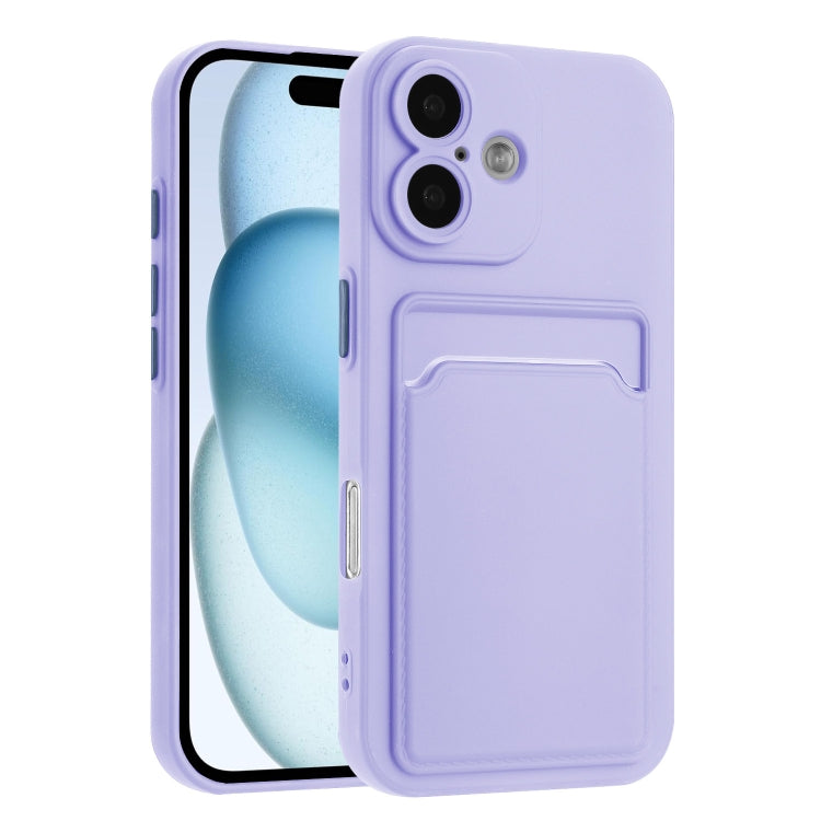 For iPhone 16 Plus Skin Feel Card Contrast Color Button TPU Phone Case(Purple) - iPhone 16 Plus Cases by buy2fix | Online Shopping UK | buy2fix