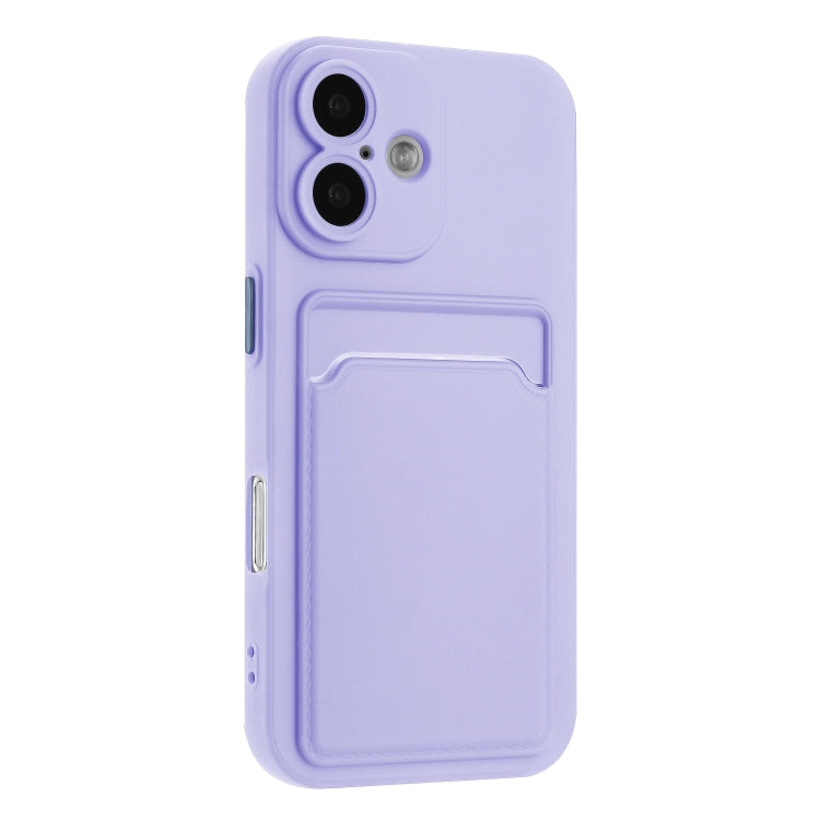 For iPhone 16 Plus Skin Feel Card Contrast Color Button TPU Phone Case(Purple) - iPhone 16 Plus Cases by buy2fix | Online Shopping UK | buy2fix