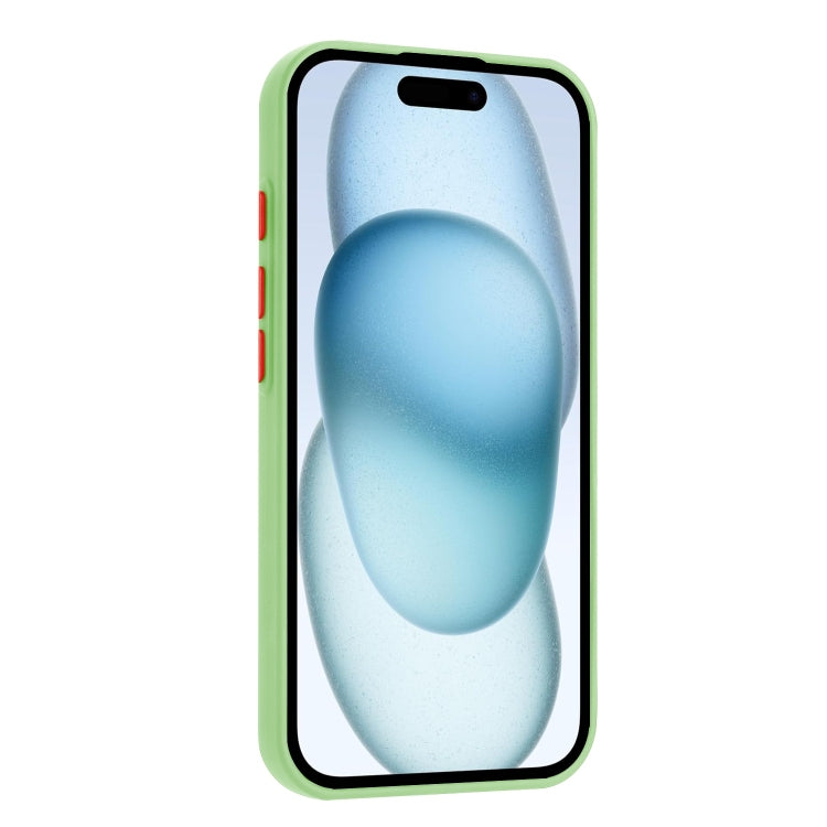 For iPhone 16 Plus Skin Feel Card Contrast Color Button TPU Phone Case(Light Green) by buy2fix