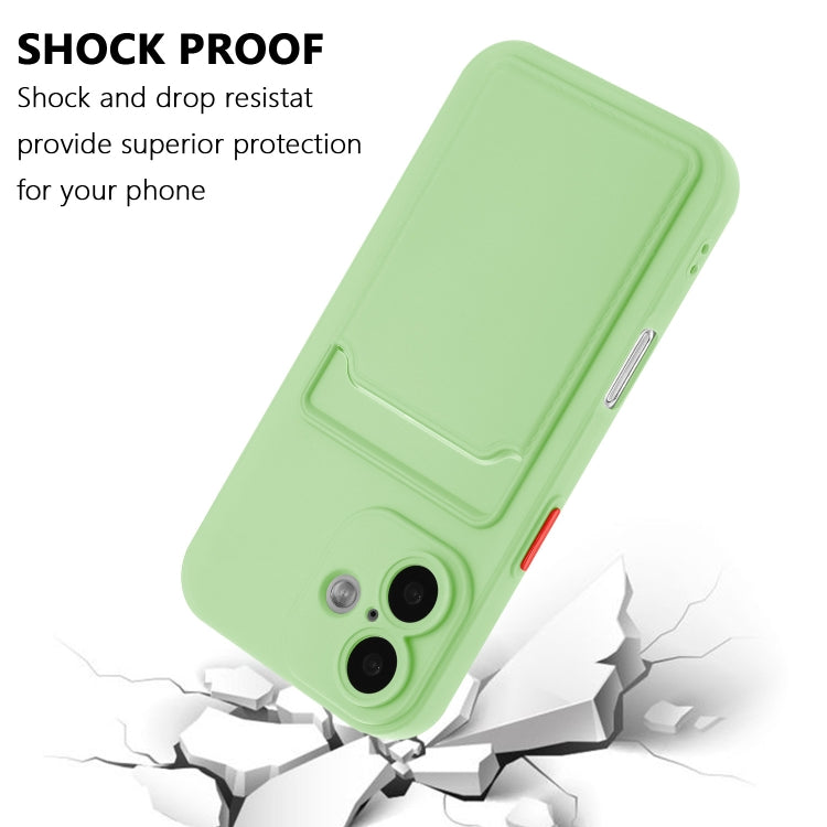 For iPhone 16 Plus Skin Feel Card Contrast Color Button TPU Phone Case(Light Green) by buy2fix