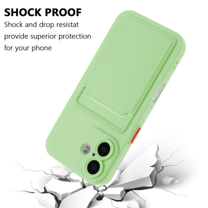 For iPhone 16 Plus Skin Feel Card Contrast Color Button TPU Phone Case(Light Green) by buy2fix