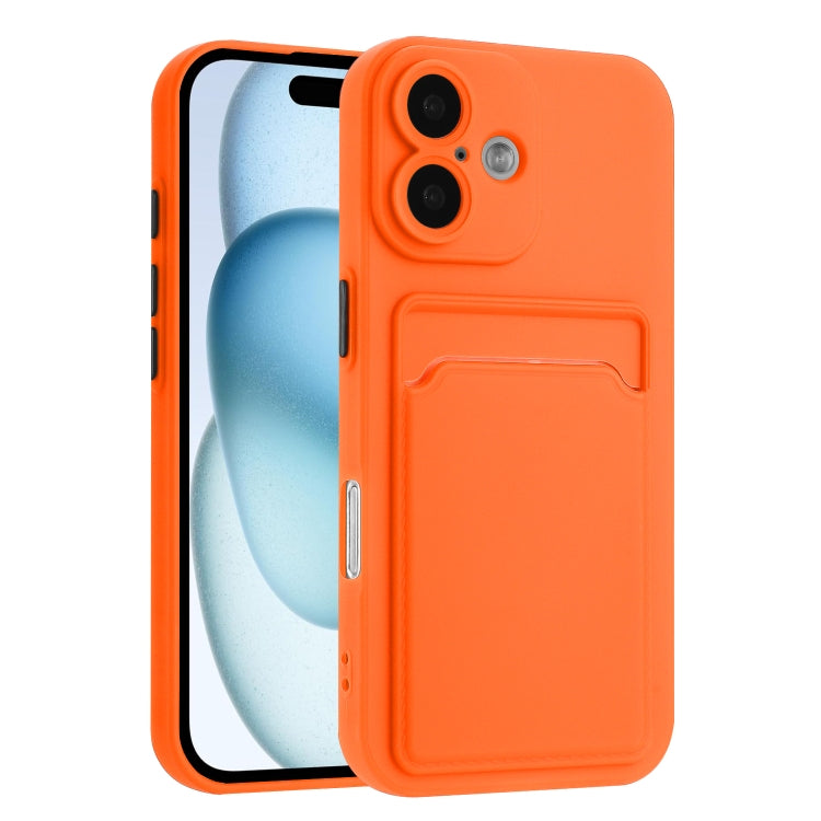 For iPhone 16 Plus Skin Feel Card Contrast Color Button TPU Phone Case(Orange) by buy2fix