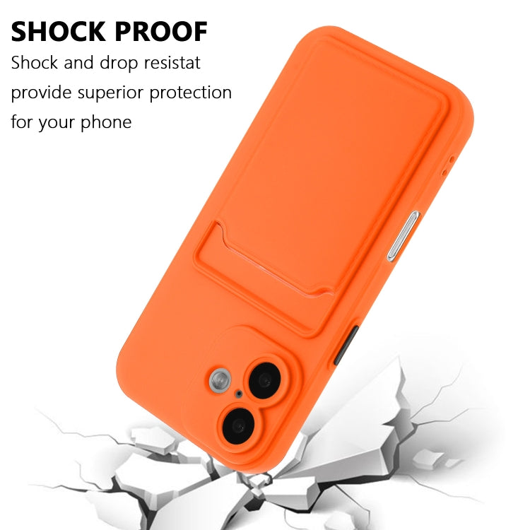 For iPhone 16 Plus Skin Feel Card Contrast Color Button TPU Phone Case(Orange) by buy2fix