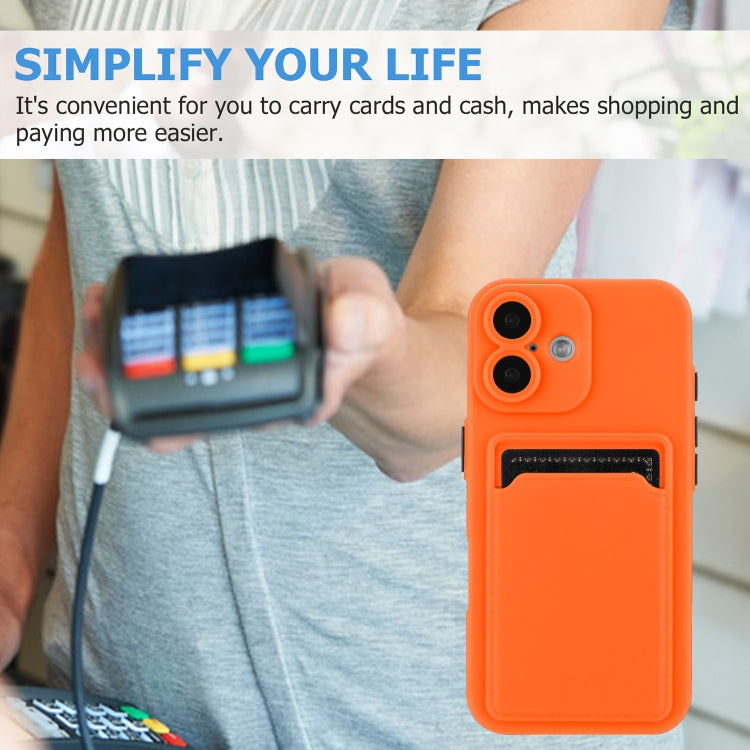For iPhone 16 Plus Skin Feel Card Contrast Color Button TPU Phone Case(Orange) by buy2fix