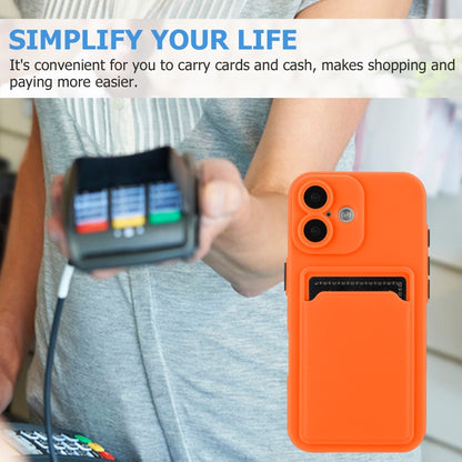 For iPhone 16 Plus Skin Feel Card Contrast Color Button TPU Phone Case(Orange) by buy2fix