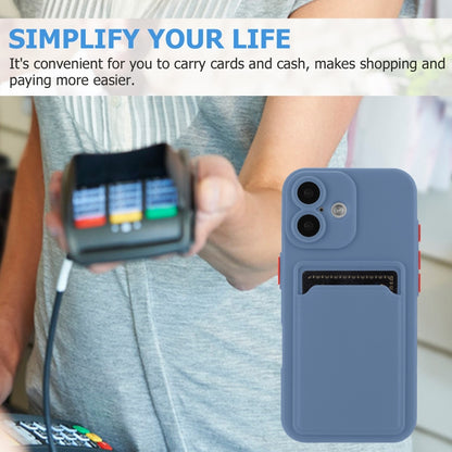 For iPhone 16 Plus Skin Feel Card Contrast Color Button TPU Phone Case(Gray) by buy2fix