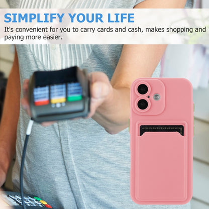 For iPhone 16 Plus Skin Feel Card Contrast Color Button TPU Phone Case(Pink) - iPhone 16 Plus Cases by buy2fix | Online Shopping UK | buy2fix