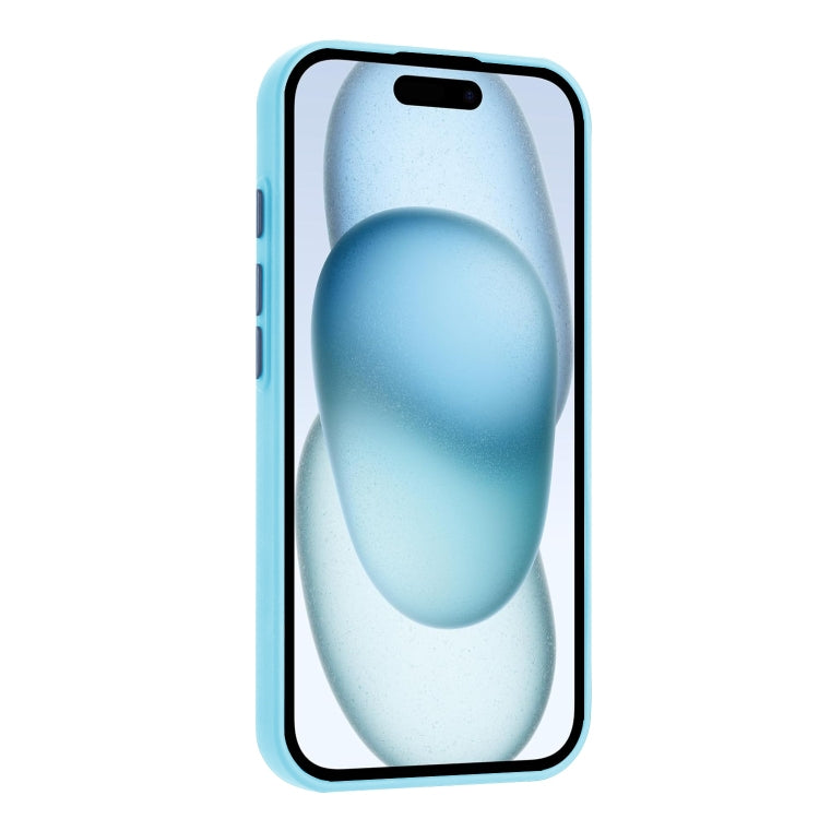 For iPhone 16 Plus Skin Feel Card Contrast Color Button TPU Phone Case(Sky Blue) - iPhone 16 Plus Cases by buy2fix | Online Shopping UK | buy2fix