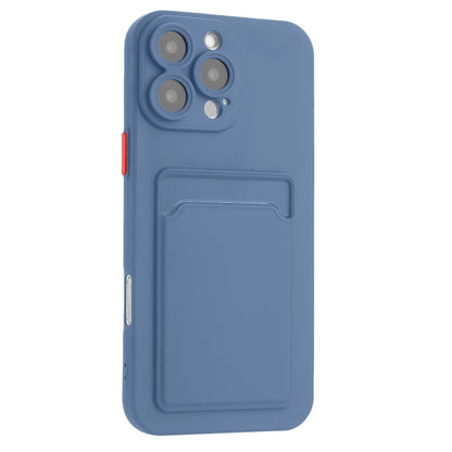 For iPhone 16 Pro Skin Feel Card Contrast Color Button TPU Phone Case(Gray) by buy2fix