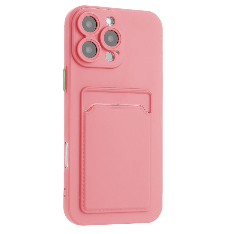 For iPhone 16 Pro Skin Feel Card Contrast Color Button TPU Phone Case(Pink) by buy2fix
