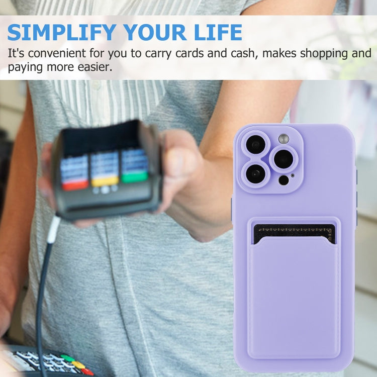 For iPhone 16 Pro Max Skin Feel Card Contrast Color Button TPU Phone Case(Purple) - iPhone 16 Pro Max Cases by buy2fix | Online Shopping UK | buy2fix