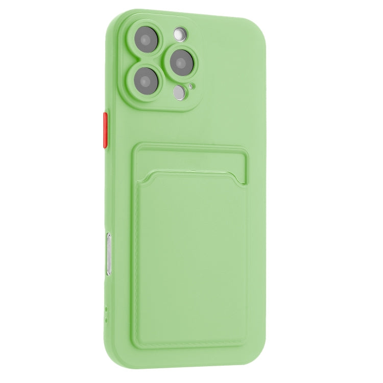 For iPhone 16 Pro Max Skin Feel Card Contrast Color Button TPU Phone Case(Light Green) - iPhone 16 Pro Max Cases by buy2fix | Online Shopping UK | buy2fix