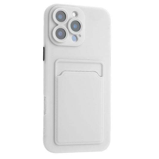 For iPhone 16 Pro Max Skin Feel Card Contrast Color Button TPU Phone Case(White) by buy2fix