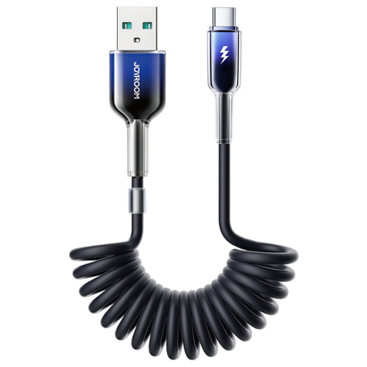 JOYROOM S-A43 3A USB to USB-C / Type-C Coiled Fast Charging Data Cable, Length:1.5m(Black) - USB-C & Type-C Cable by JOYROOM | Online Shopping UK | buy2fix