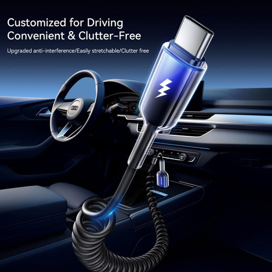 JOYROOM S-A43 3A USB to USB-C / Type-C Coiled Fast Charging Data Cable, Length:1.5m(Black) by JOYROOM