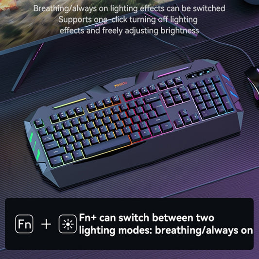Yesido KB21 104-key 1.5m USB Wired Keyboard with Breathing Light(Black) by Yesido