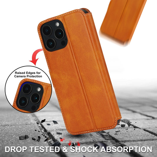 For iPhone 16 Pro Max Shockproof PU + TPU Leather Phone Case(Light Brown) by buy2fix